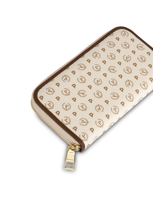 Portafoglio Zip Around Heritage Logo Classic Avorio/marrone POLLINI | TE9001PP02Q11/10C